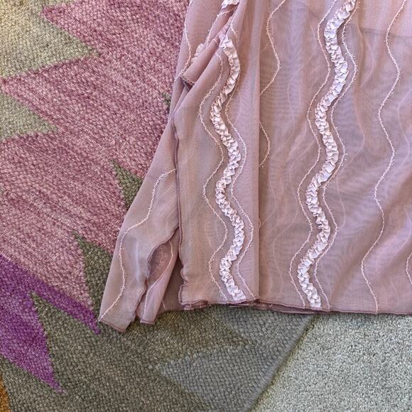 Pink Fairycore Asymmetrical Hem Midi Skirt Women's XL - Picture 3 of 6